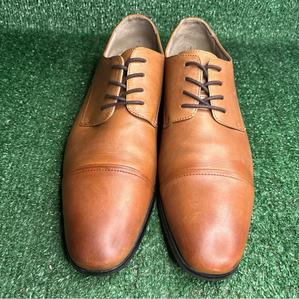 Express Men’s Brown Leather‎ Car Toe Oxford Dress Shoes Size 12